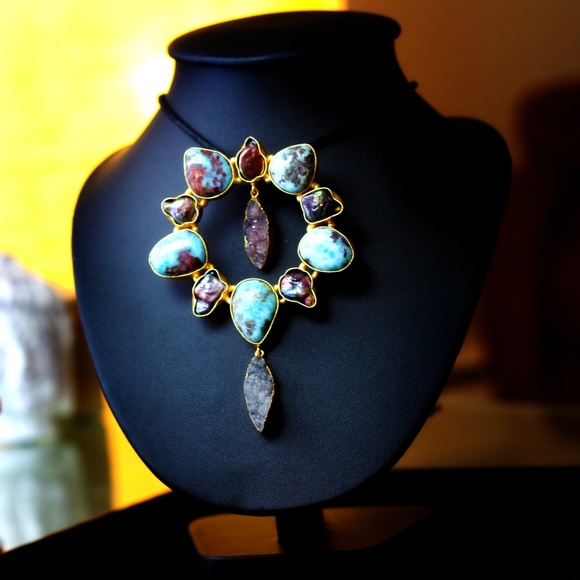 Turquoise and Baroque pearl Pendant